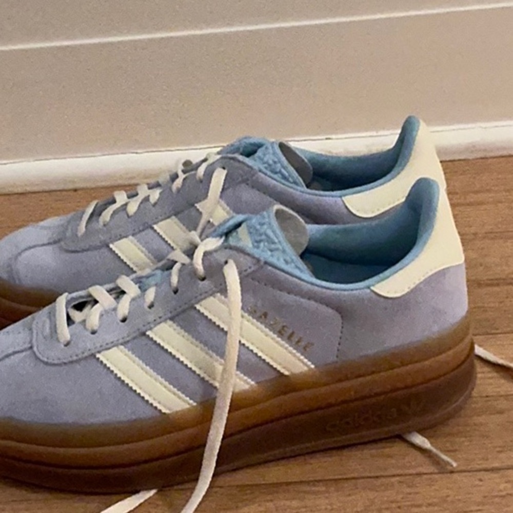 Adidas Gazelle Light Blue and White Sneakers